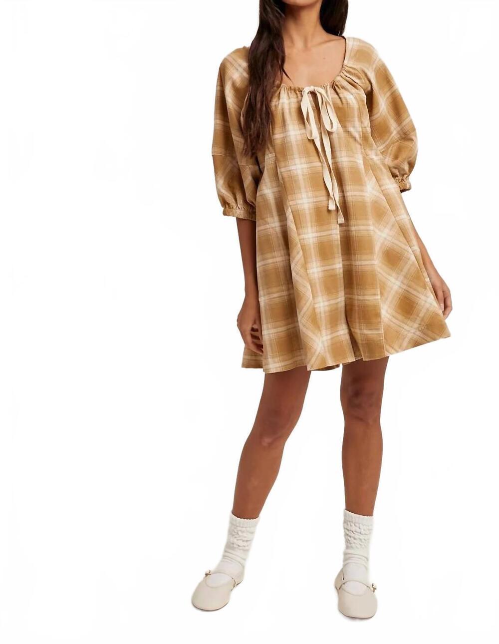 NEW WISHLIST hollis plaid romper in beige